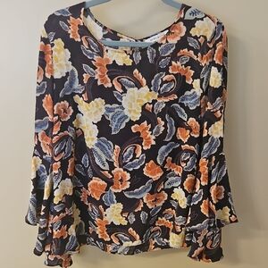 Rose & Olive Vibrant Floral Blouse - Purple, Orange, Yellow